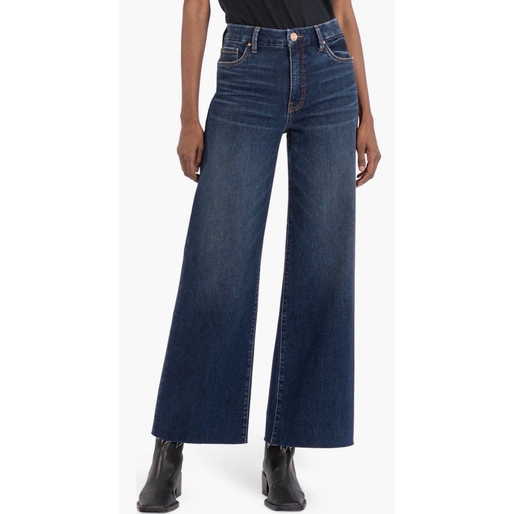KUT From The Kloth Meg Fab Ab Extra Wide Leg Jeans Women 8 Dark Wash Denim Chic